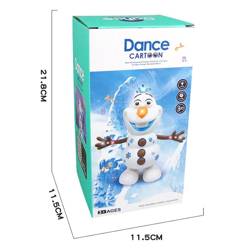 Frozen Dancing Snowman Olaf Robot With Led Music Flashlight Electric Action Figure Model Kids Toy Animatronics Figurine