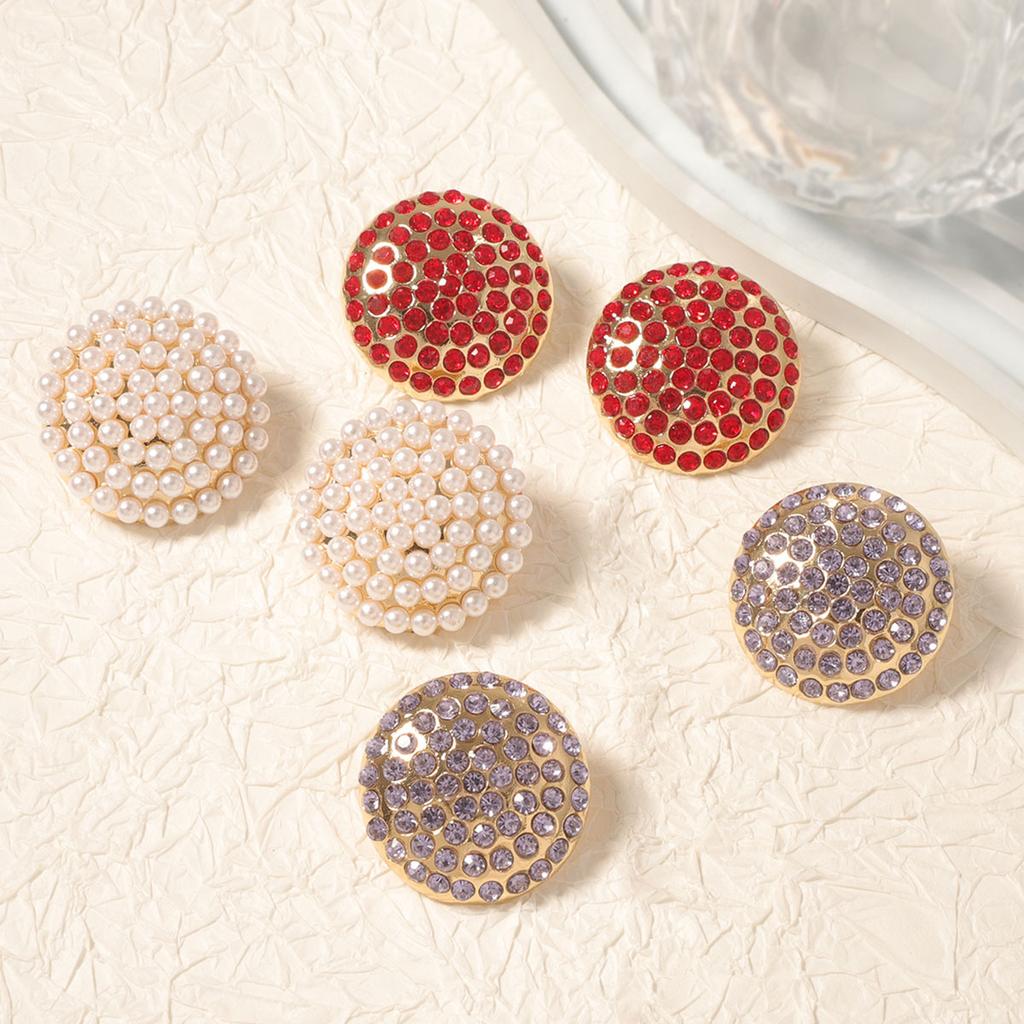 Exquisite and Trendy Fashion, Full of Diamonds, Simple Geometric Round Alloy Studs, Versatile Daily Temperament Women's Accessories