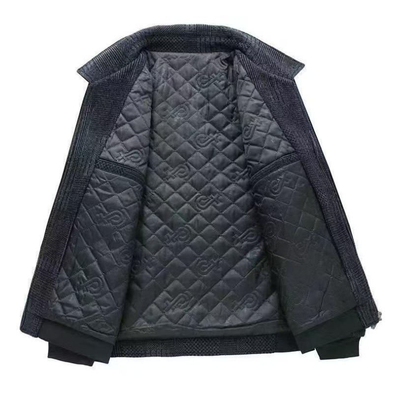 New Autumn and Winter Middle-aged Men's Dad Lapel Collar Cotton Thickened Chenille Jacket Loose Coat Dad Outfit