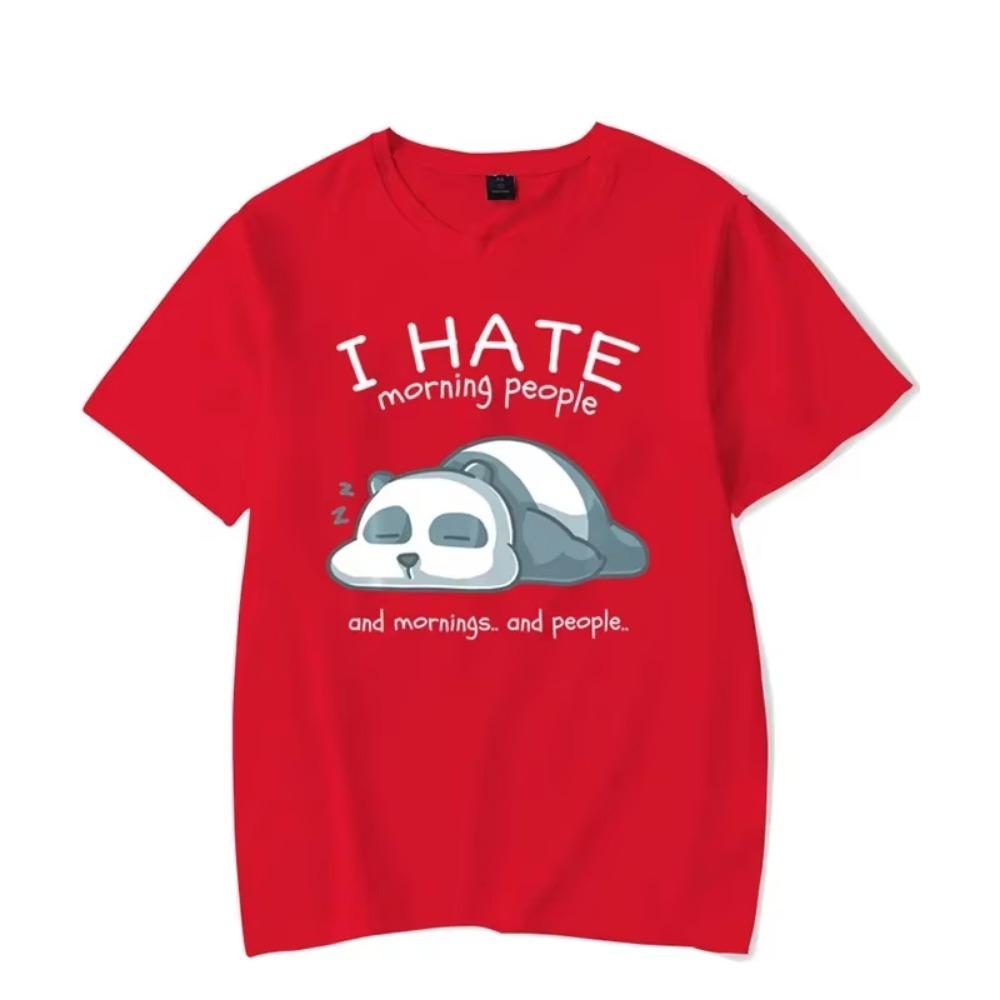 Men's T-shirt I Hate Morning People and Morings and People Kawaii T Shirt Men Women Tshirt Lazy Panda Graphic T Shirts Oversized