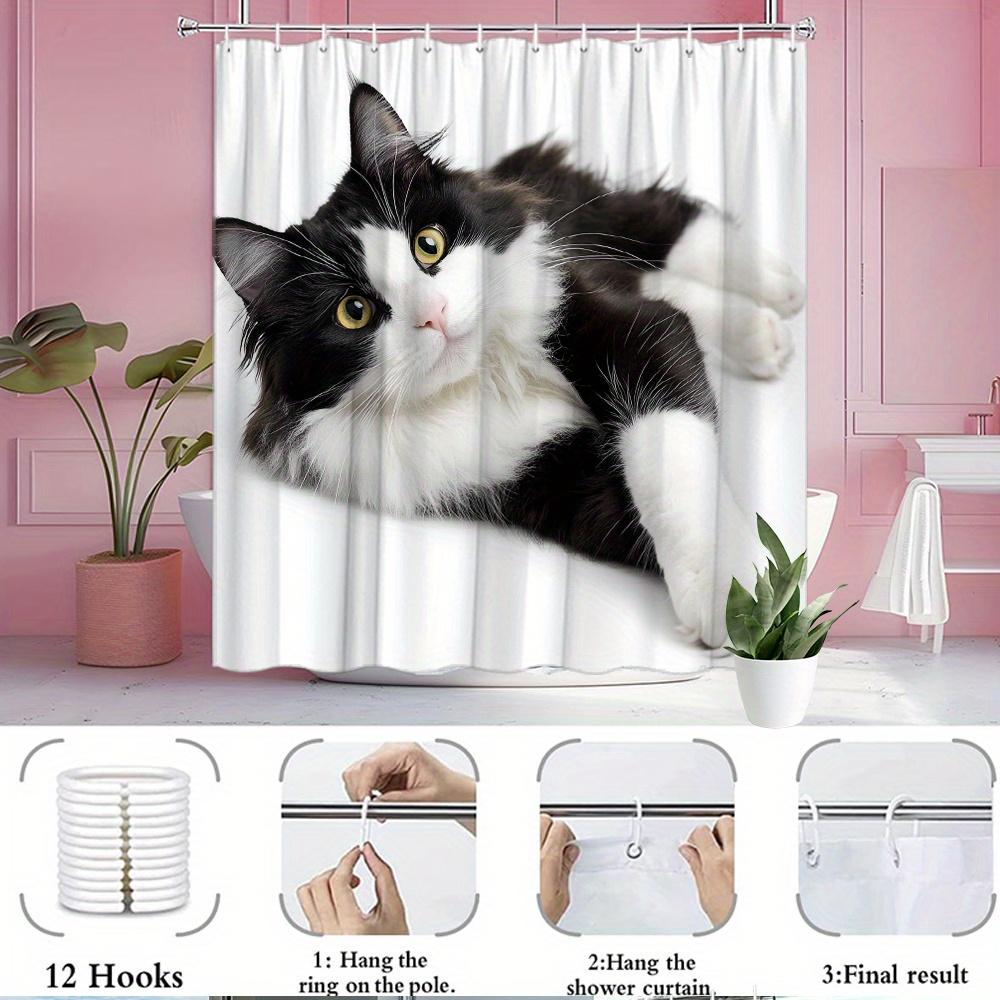 Funny Cat Design Shower Curtain Waterproof Polyester Pet Animal Bathroom Curtain Decor Modern Home Accessory Shower Curtain