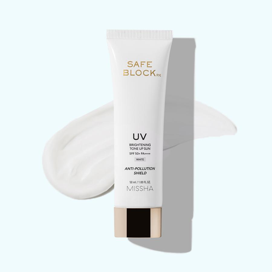 MISSHA Safe Block RX Crème Solaire Éclaircissante Tonifiante SPF50+ PA++++ 50ml Protection UV Quotidienne + Amplificateur d'Éclat