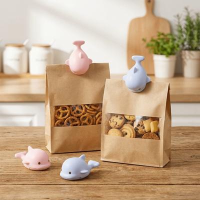 4PCS Plastic Whale Magnetic Sealing Clips Cartoon Plastic Bags Storage Clip Food Bag Clips  Kitchen