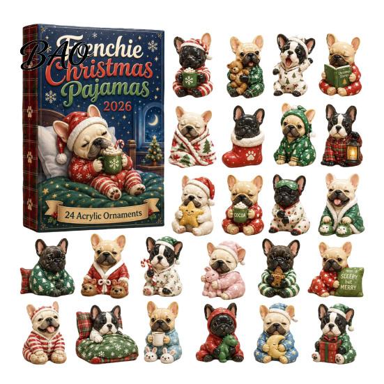 Christmas Advent Calendar 2026 Dog Calendar, 24-Day Acrylic Ornament Set with Mini Puppy Kids Gifts Figures, 2D Flat Tree Hanging Countdown