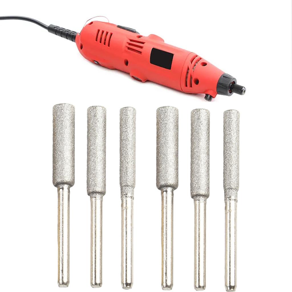 6pcs Silver Chainsaw Sharpeners 4mm 4.8mm 5.5mm Burr Chainsaw Head For Sharpening Polishing Engraving Grinding Tool