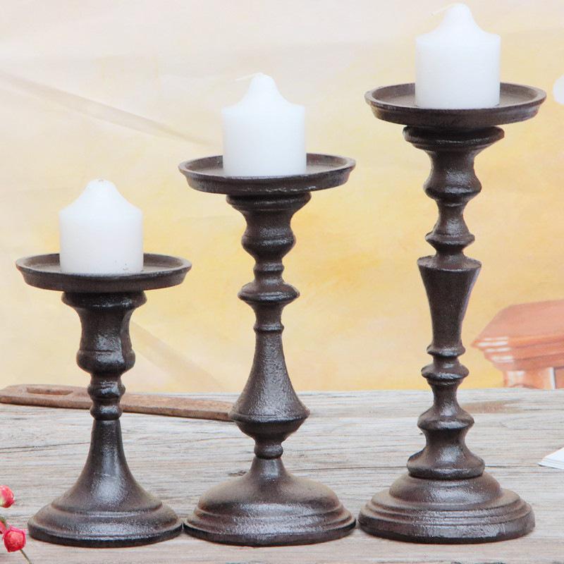 European Vintage Cast Iron Candlestick Holder Ornament
