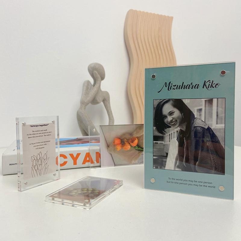 Transparent Acrylic Frame Picture Draw Magnetic Double Sided Photo Frame Idol Photocard Holder Desktop Ornament Cadre Photo