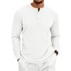 Men's Textured Knit Henley Shirt Stretch Long Sleeve Relaxed Fit Vintage Casual Top