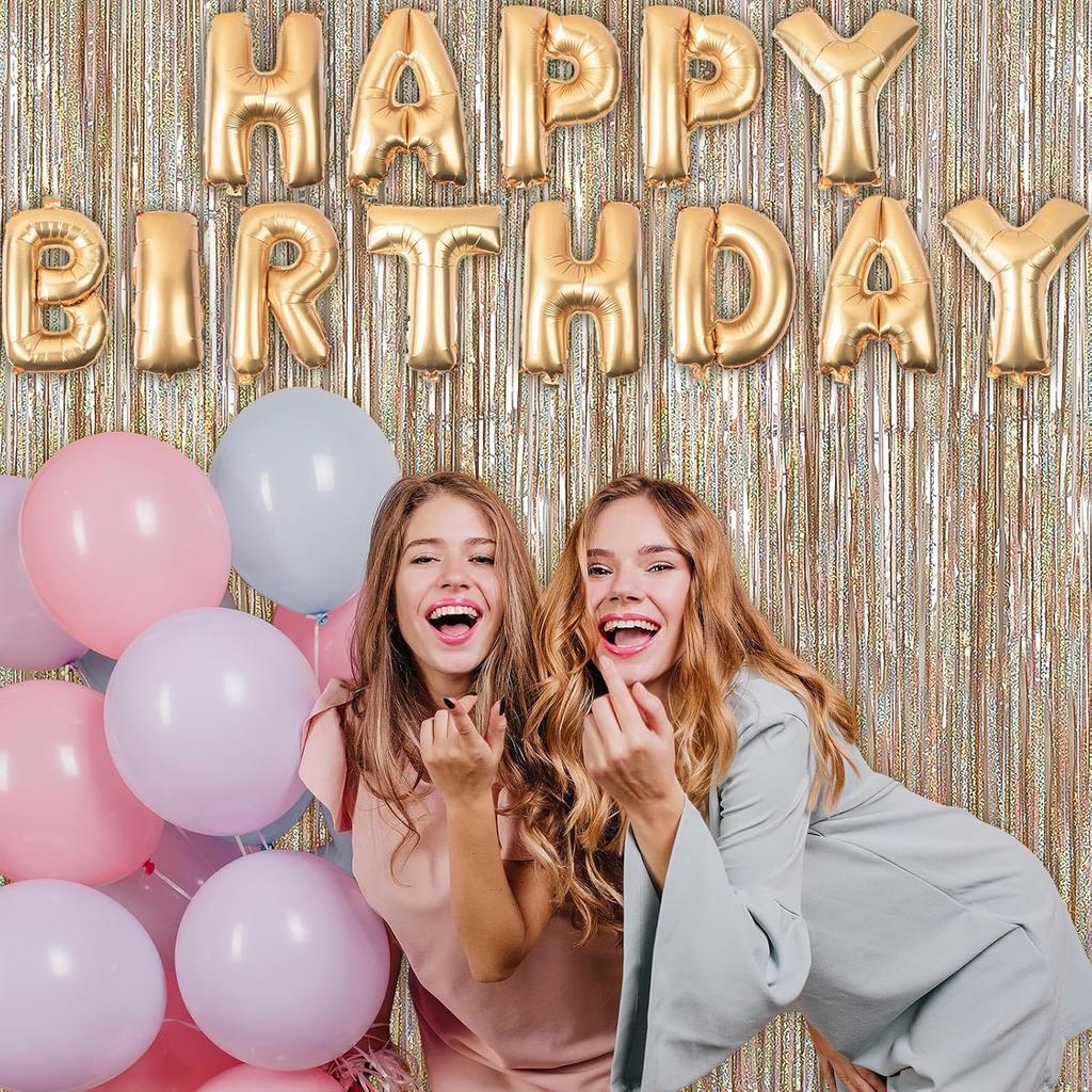 2 Pack Fringe Curta Backdrops, Foil Fringe Curta, Door Streamers for Birthday Wedding Bridal Shower Holiday Graduation Party Decorations, Photo Booth