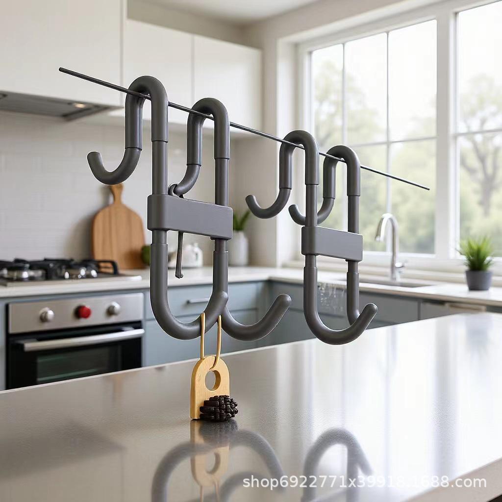

Dual-Sided No-Punch Non-Stick S-Hook for Bathroom Doors Packaged in Pearl Bag чёрный