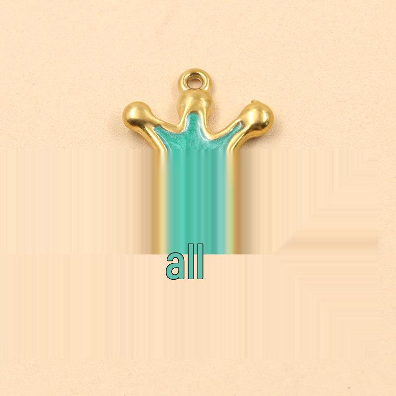 3 Styles DIY Heart Crown Enamel Charms: Stainless Steel Drip Oil Gold Pendants
