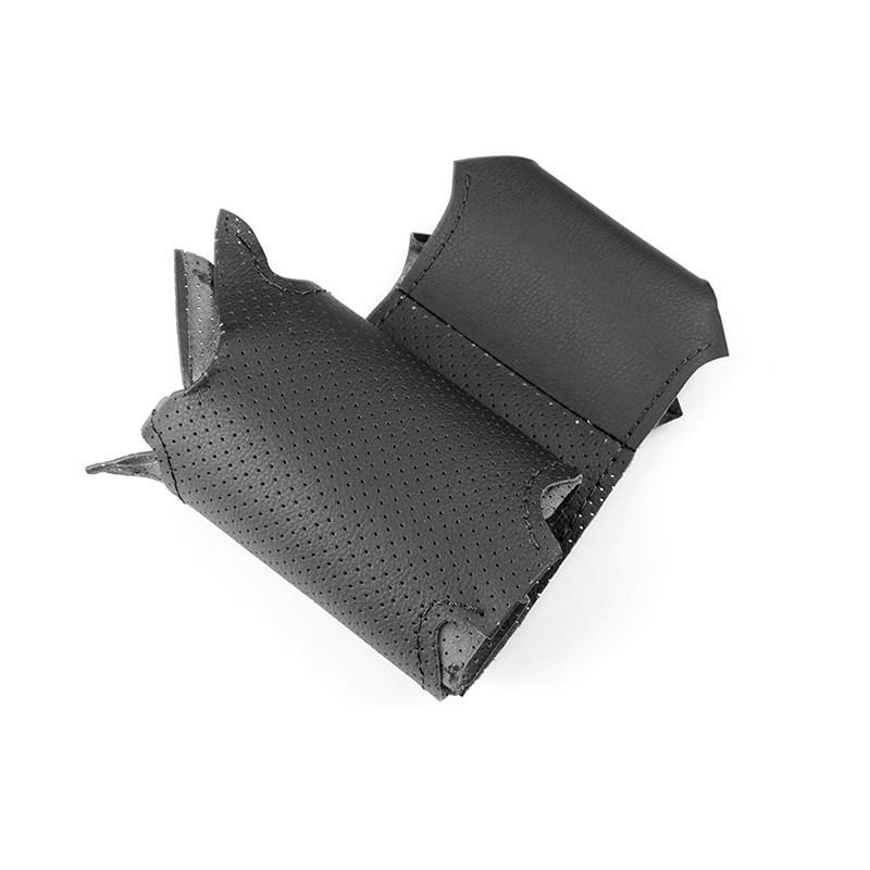 For VW Golf 6 Jetta MK6 Bora Polo Sagitar Santana Car Accessories Black Perforated-Microfiber Leather Steering Wheel Cover Trim