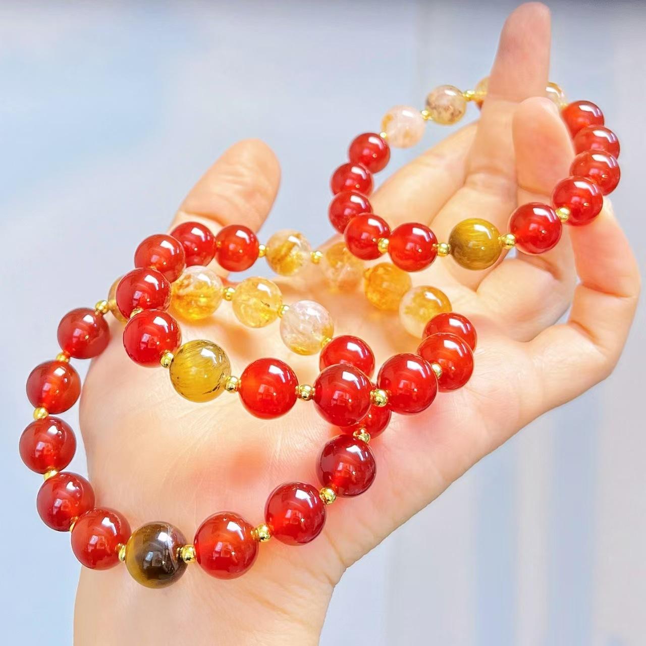 Vintage Boutique Natural Honey Milk Cover Citrine Tiger S Eye Chalcedony Bracelet Bracelet