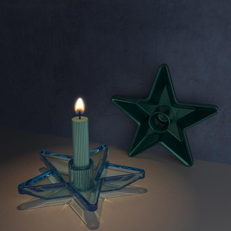 Star Round Candlestick Silicone Mold Candle Holder Tray Gypsum Resin Mold Handmade Candle Holder Mold Decoration