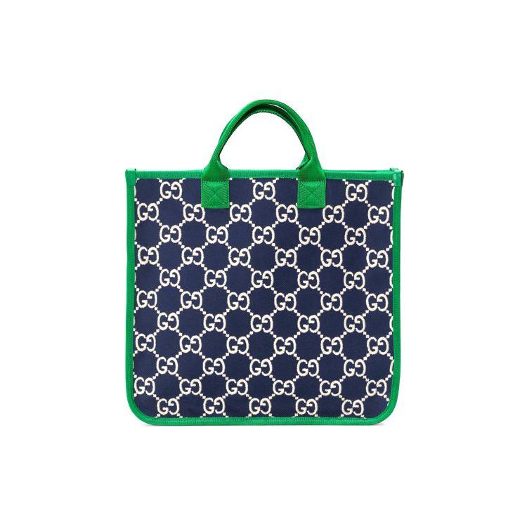 Gucci Vintage Logo Stripe Web Tote Bag Kids Tote Bags Dark-Blue Green 605831-H0GA0-4974