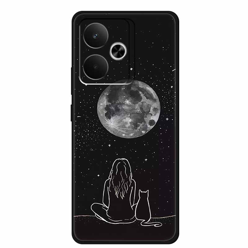 Phone Case For Realme GT 7T Case Flowers Soft Black Silicone Back Cover For Realme 14 5G 15 Pro GT7 Case Shockproof Coque Fundas
