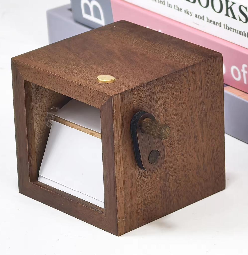 Custom Hand-Crank Animation LED Light Solid Wood Flip Photo Box Unique Memorial Gift for Couples Mother's Day Modern Home Decor