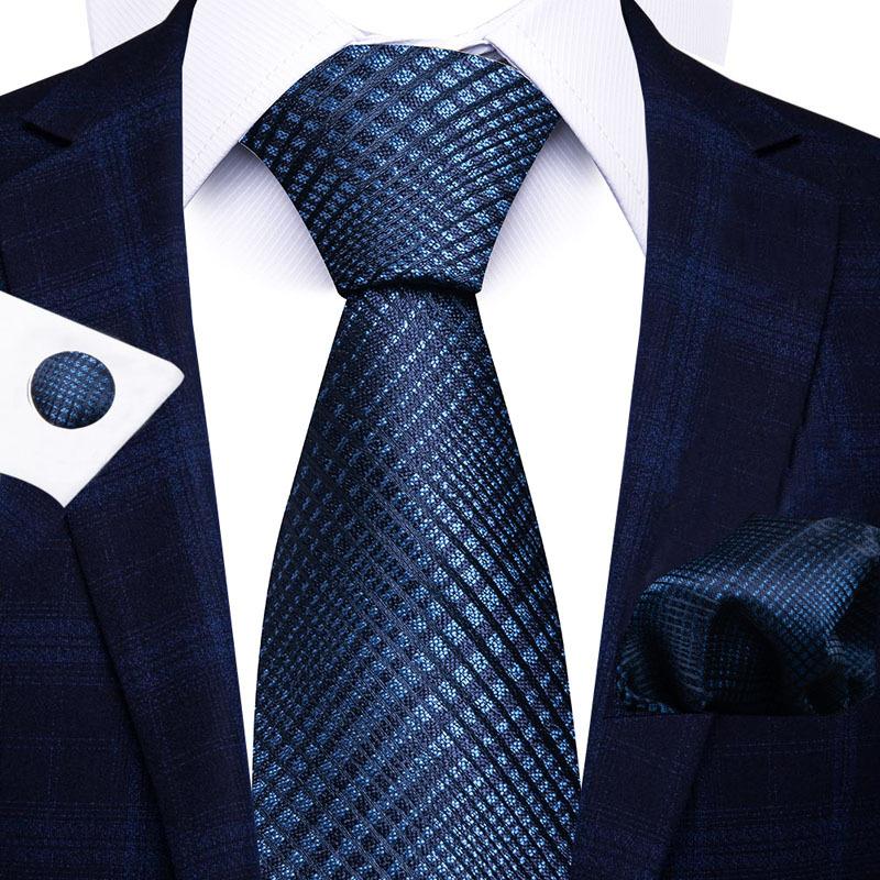 2025 Men'S Business Black Gift Box Striped Plain Tie Pocket Towel Tie Gift Set