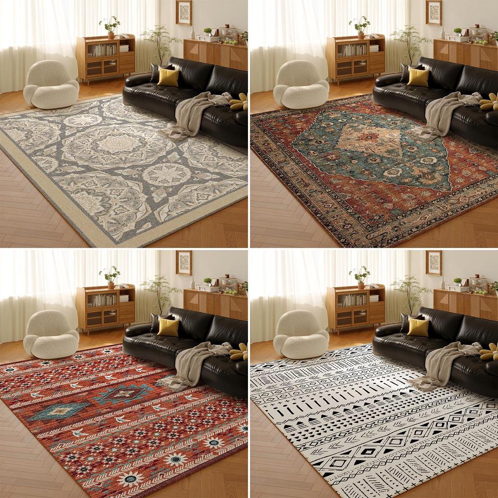 American Retro Ethnic Faux Cashmere Carpet for Living Room and Bedroom