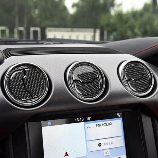 Carbon Fiber Interior Air Vent Outlet Cover Trim Fits For Ford Mustang 2015-