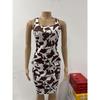 Women's Plus Size Dress Summer Milk Print Wide Shoulder Strap Sexy Tight Midi Dress