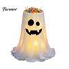 Ghost Fabric Decoration Halloween Candy Bowl, Adjustable Height Large Holder, Trick or Bowl for Party Treat Standing Storage Dish Porch Lawn