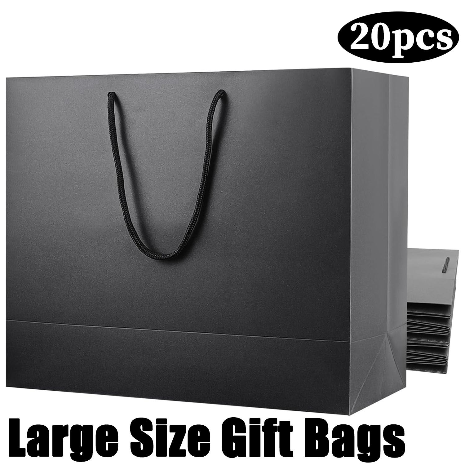 

20pcs Large Black Paper Gift Bags with Handles, DIY Shopping Bags,for Wedding, Birthday, Anniversary, Holiday Party, Christmas, Thanksgiving pack of 20 чорний