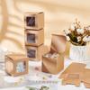 20pcs Kraft Paper Candy Boxes with PVC Clear Window for Party Wedding Baby Shower Square BurlyWood 8.05x8.05x8.05cm