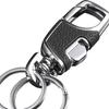 Premium Metal Keychain: One-Press Open, Creative Men's Anti-Lost Design with Genuine Leather Waist Hanger.