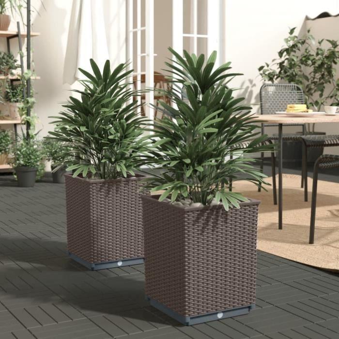 VidaXL Jardinières 2 pcs marron 30x30x37 cm polypropylène 364184