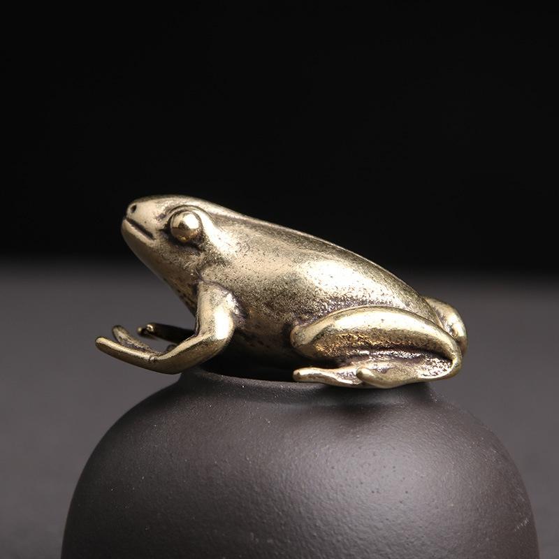 

Retro Copper Cute Frog Figurines Miniature Desktop Ornament Decorations Accessories Metal Brass Animal Toad Tea Pet Decors