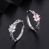 Lucky Four-Leaf Clover Ring for Women, Simple Design ins Stylish and versatile open ring with zirconia and thorn flowers, suitable for women's daily