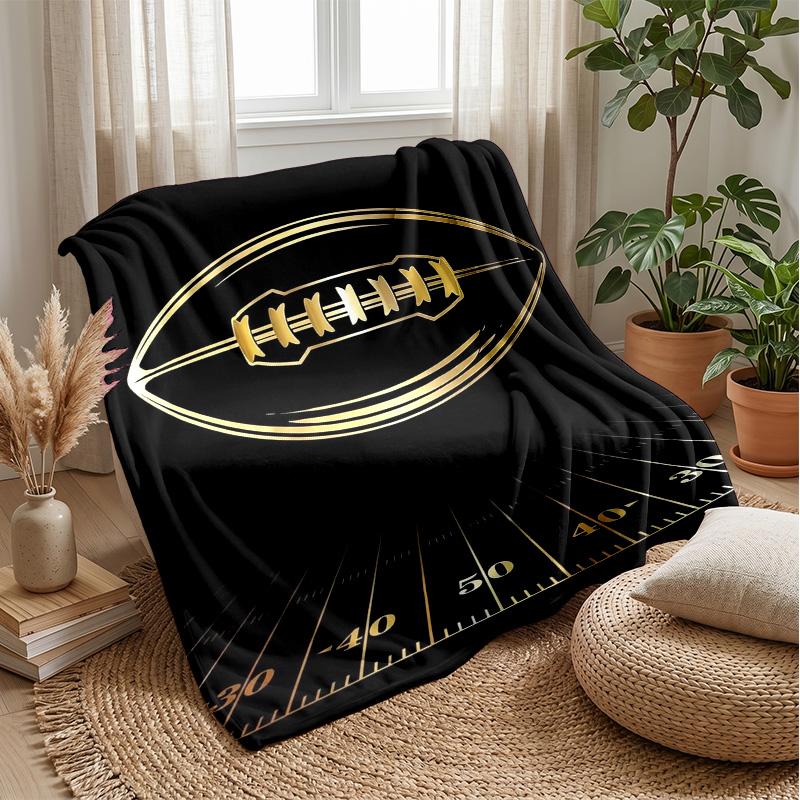 Golden Football Design Theme blanket Lightweight Warm Flannel Blanket Decorative Throw Blanket for Home Decoration