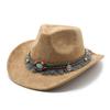 Tibetan Ethnic Style Fringed, Suede Denim Top Hat Woolen Hat Men'S And Women'S Jazz Hat British Style Felt Hat