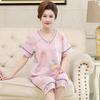 Women's Summer Clothing Sets Middle-aged and Elderly Loose Short-sleeved Blouse + Seven-piece Pants Home Two-piece Set