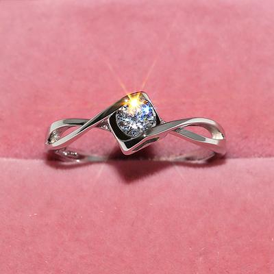 Huitan Eenvoudige Trendy Oneindigheidsring Dame Voorstel Enkele Heldere Zirkonia Vingeraccessoires Prachtige Bruids Trouwring