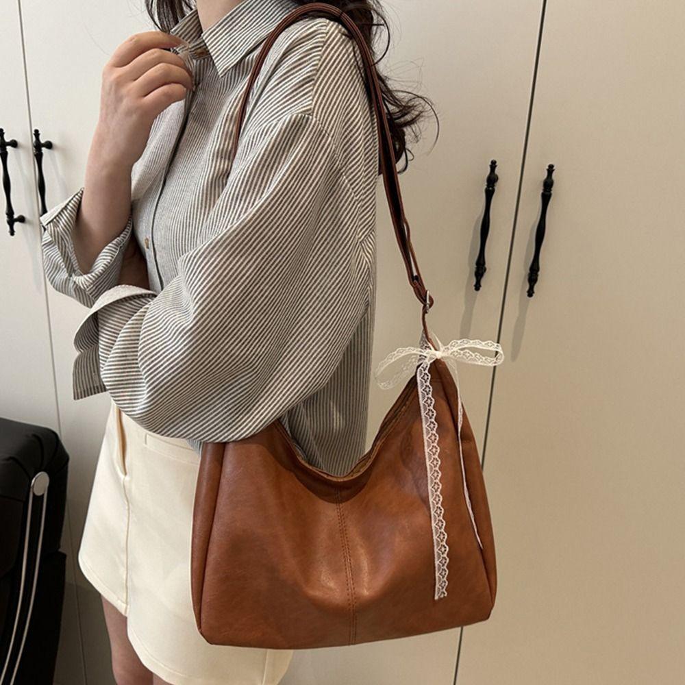 Vintage Shoulder Bag Solid Color Tote Bag Fashion Cross Body Bag for Women