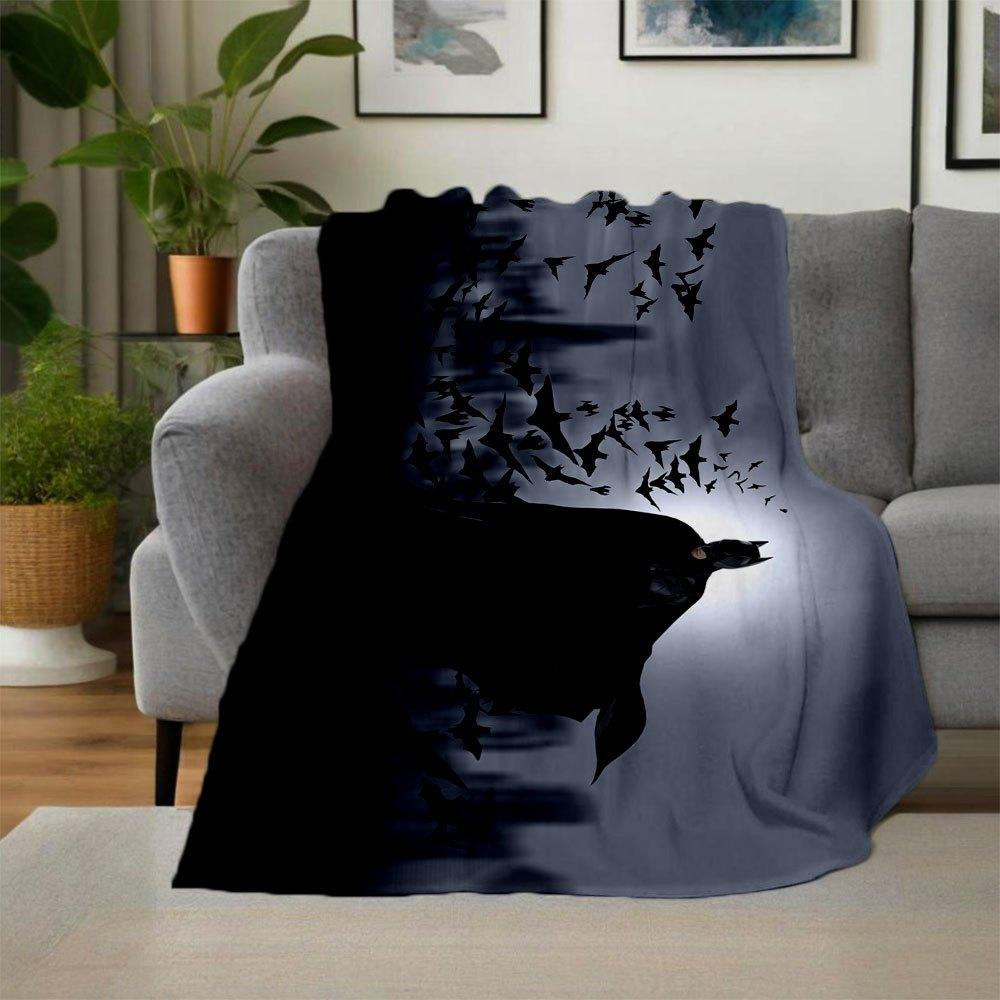 Batman: The Dark Knight Gotham City Silhouette Wall ArtBlanket Flannel Throw Blanket for Sofa, Bed, Travel, Camping, Office, Couch, Chair