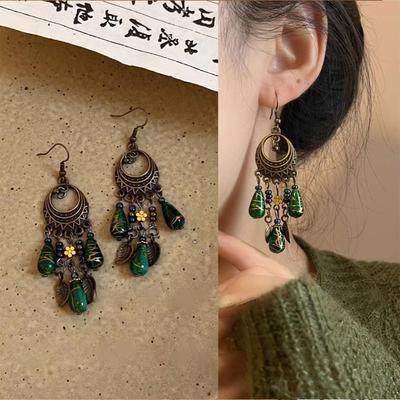 French Retro Court Style Flower Water Drop Pendant Earrings Light Luxury Versatile Earrings Medium and Ancient Style Personality Fresh Earrings