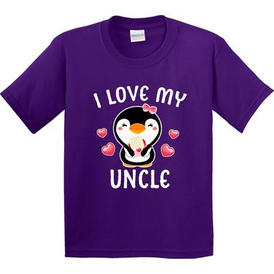 Inktastic I Love My Uncle With Cute Penguin And Hearts Youth T-Shirt Valentines