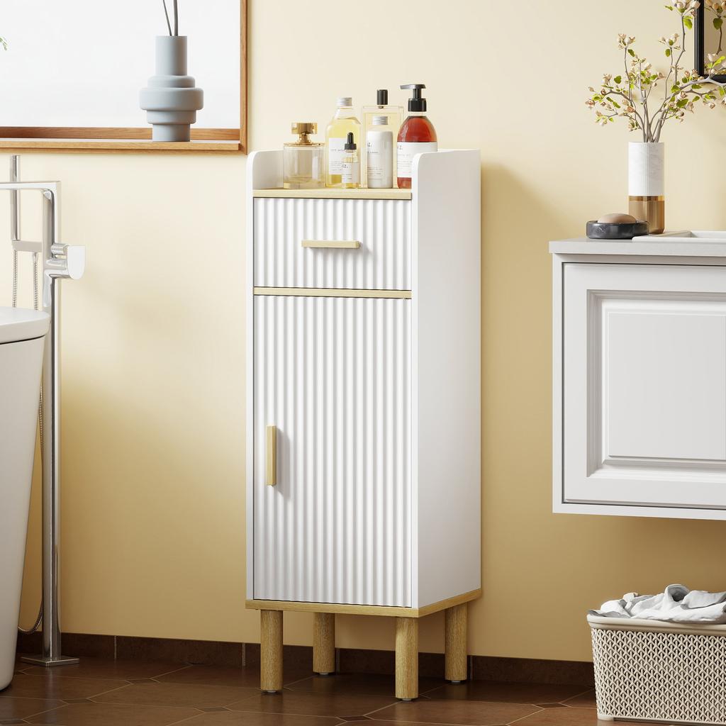 Narrow Bathroom Cabinet with Adjustable Shelf White