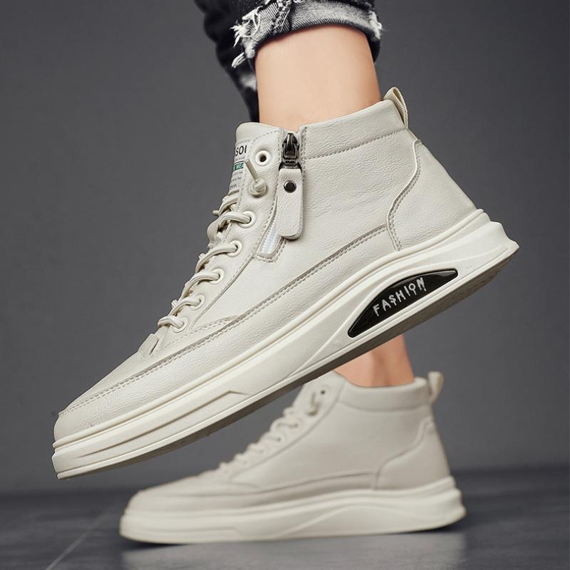 Spring Autumn Waterproof Men's Boots Round Head Casual Leather Footwear Lace Up Anti Slip Fashion Boots Comfort Male Shoes Botas