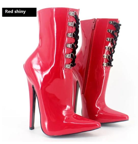 FHC Women's Stage Show Dance ShoesFetish Short Boots, Man Cross Dressing Cosplay Botas,Pointed toe,Side Zip,18cm ,Custom Colorsl