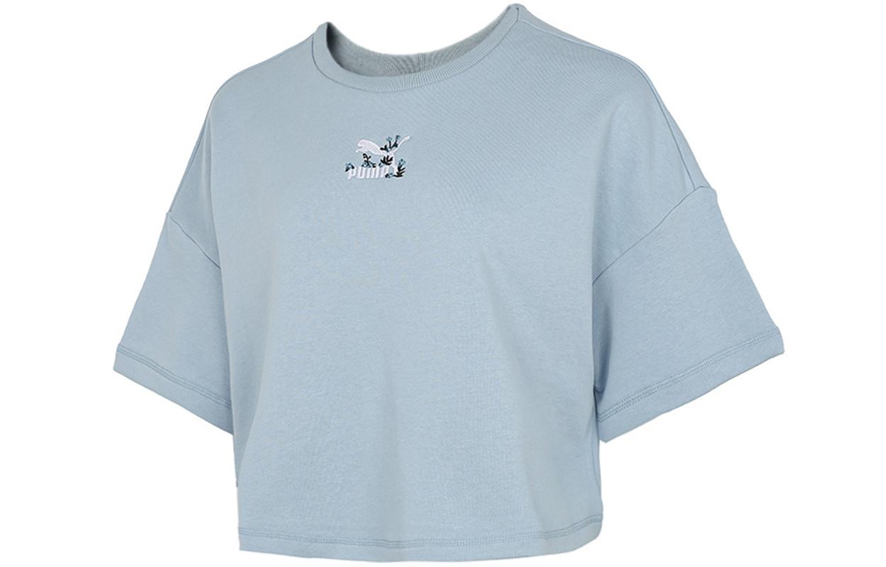 PUMA Crop Tops Women s Blue Crew Neck Moderate 533212-61 M