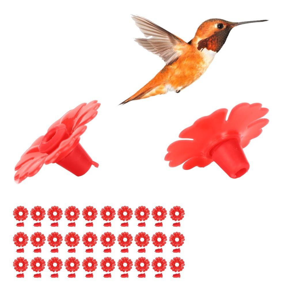 30Sets Bright Colors Hummingbird Feeder Flowers Durable Hanging Feeder Replacement Garden Use красный