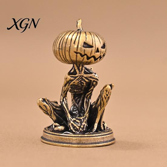 Creative Tea Pet Accessories Solid Brass Pumpkin Monsters Figurine, Distressed Statue, Vintage Skeleton Small Decorative Sculptures Sculpture