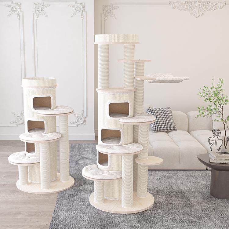 Multi-layer Luxury Cat Tree Climbing Frame Hammock Condo Kittens Interactive Sisal Scratching Post Plush Cat Tree