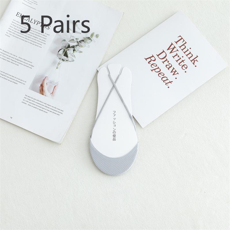 5 Par Skarpetek Damskie Halter Płytkie Odkryte Niewidoczne Skarpetki Lodowy Jedwab Skarpetki na Pół Stopy Poduszka na Przednią Stopę Odporne na Zużycie Skarpetki typu Łódka