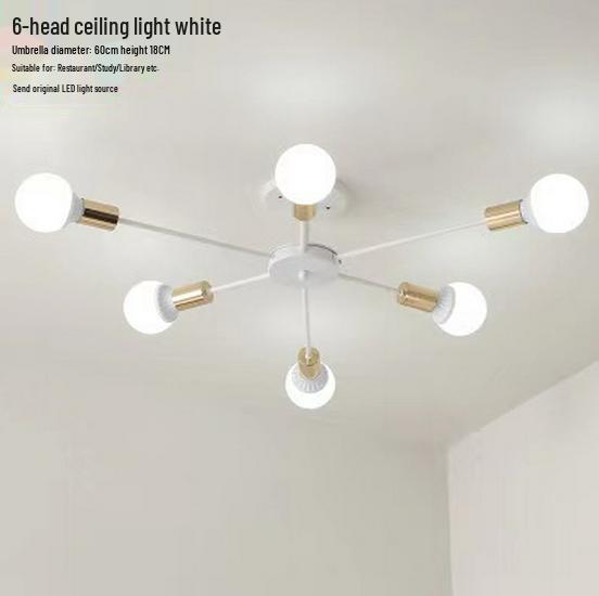 Black & White Nordic Minimalist Branch Chandelier LED Ceiling Light for Dining, Living, Bedroom, & Hotel Rooms