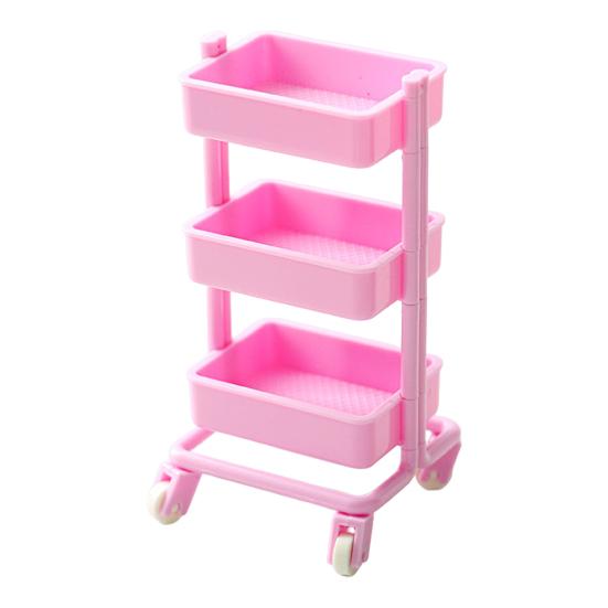 

1/6 интересная передвижная тележка для хранения с декоративным орнаментом на колесах, сервировка еды, аксессуары для кукольного дома розовый